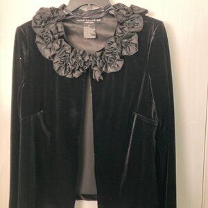 Madison Leigh Collection 10 Black Velour Ruched Satin Collar Jacket